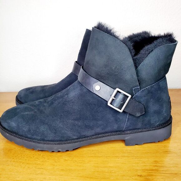UGG Romely Short Buckle Suede Shearling Boots Casual Comfy Womens SZ 11.5 - Picture 5 of 12